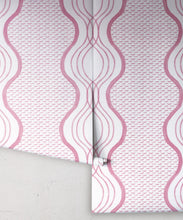 Load image into Gallery viewer, Wavy Lines Wallpaper • Rose • Rolls