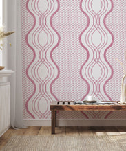 Load image into Gallery viewer, Wavy Lines Wallpaper • Rose • Insitu