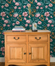 Load image into Gallery viewer, Golden Koi Wallpaper • Teal • Insitu
