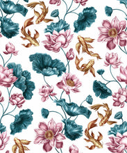 Load image into Gallery viewer, Golden Koi Wallpaper • White • Swatch