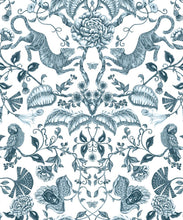 Load image into Gallery viewer, Playful Tiger Wallpaper • Silver Blue • Swatch