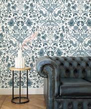 Load image into Gallery viewer, Playful Tiger Wallpaper • Silver Blue • Insitu