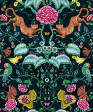 Load image into Gallery viewer, Playful Tiger Wallpaper • Teal • Swatch