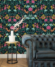 Load image into Gallery viewer, Playful Tiger Wallpaper • Teal • Insitu