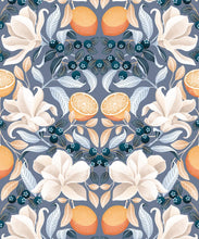 Load image into Gallery viewer, Lemons &amp; Magnolia Wallpaper • Blue Denim • Swatch