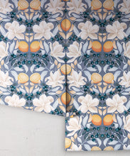 Load image into Gallery viewer, Lemons &amp; Magnolia Wallpaper • Blue Denim • Rolls