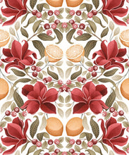 Load image into Gallery viewer, Lemons &amp; Magnolia Wallpaper • Crimson &amp; Olive • Swatch