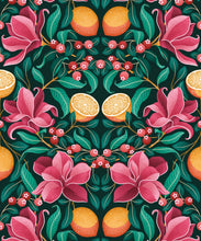Load image into Gallery viewer, Lemons &amp; Magnolia Wallpaper • Ruby &amp; Emerald • Swatch