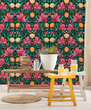 Load image into Gallery viewer, Lemons &amp; Magnolia Wallpaper • Ruby &amp; Emerald • Insitu