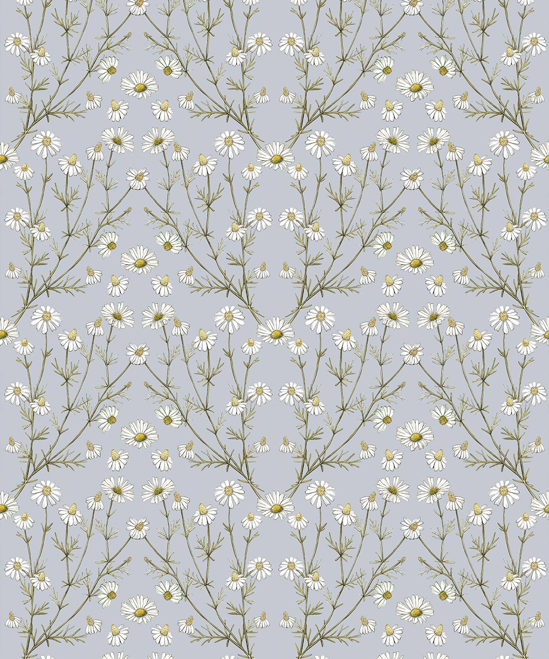 Wallpaper Republic - Floral Emporium Collection - Daisy Damask - Dusty Blue - Swatch