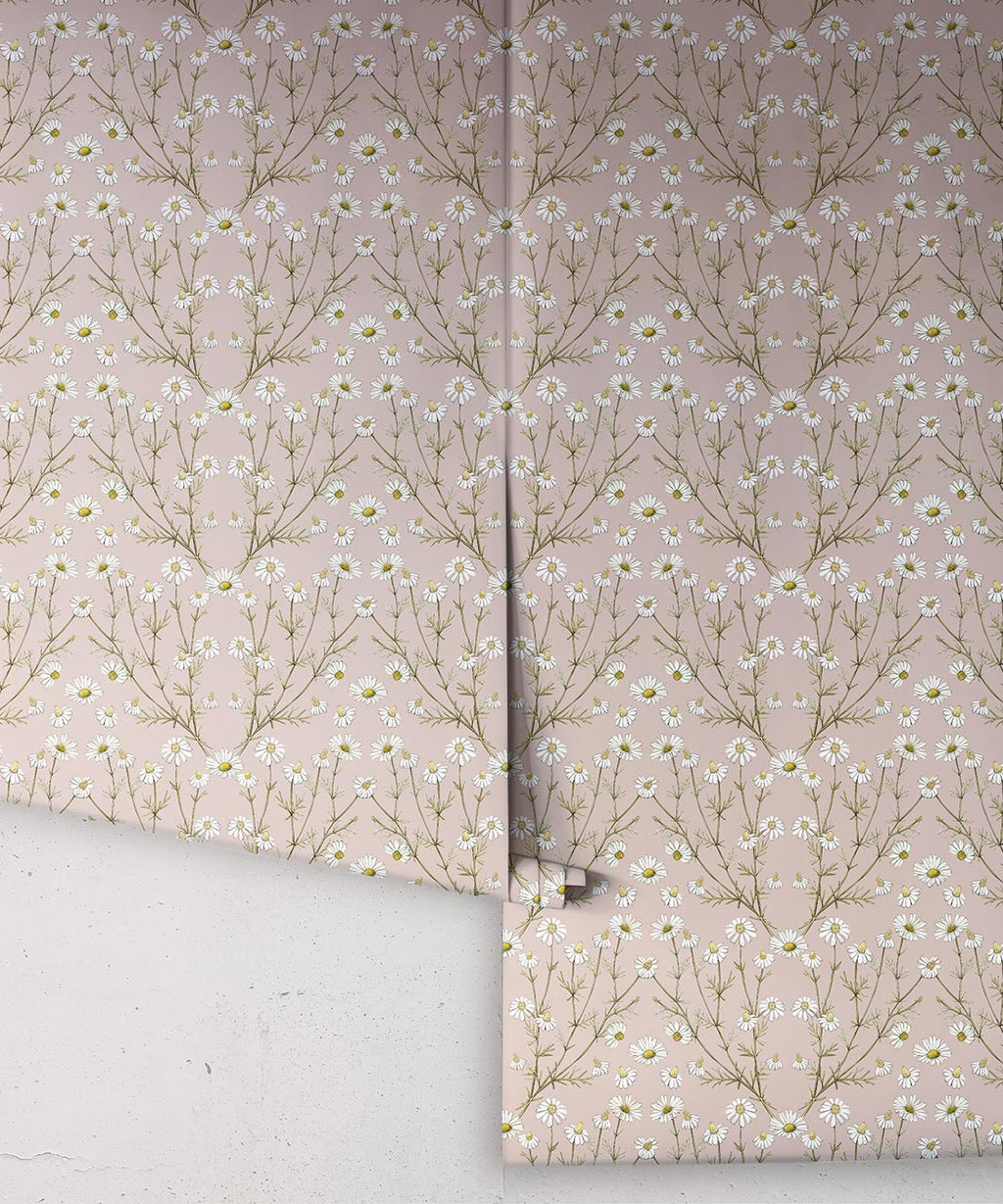Wallpaper Republic - Floral Emporium Collection - Daisy Damask - Dusty Pink - Roll