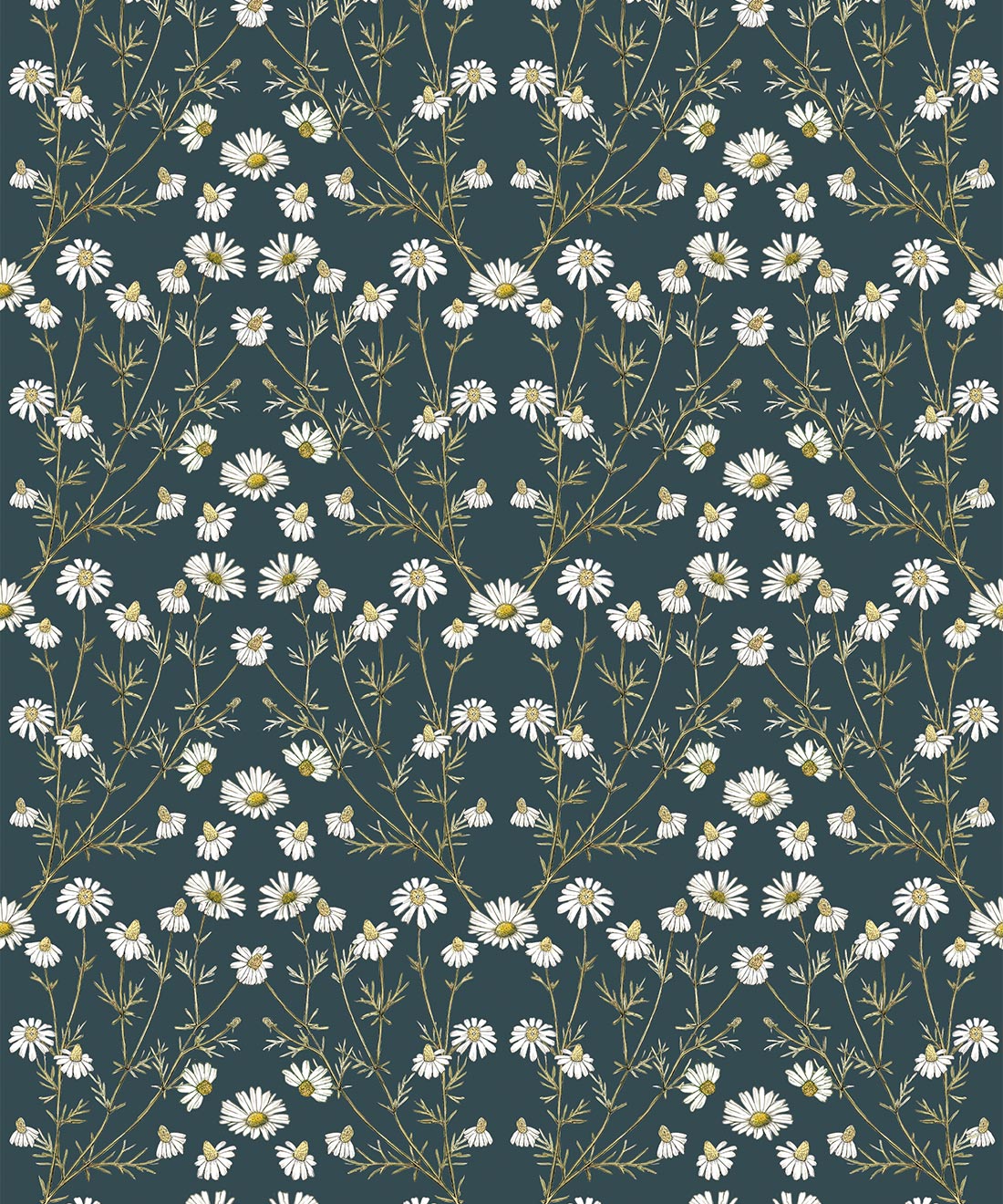 Wallpaper Republic - Floral Emporium Collection - Daisy Damask - Emerald - Swatch
