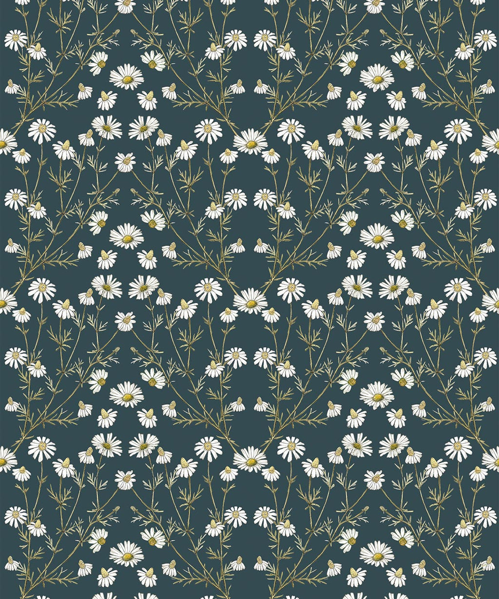 Wallpaper Republic - Floral Emporium Collection - Daisy Damask - Emerald - Swatch