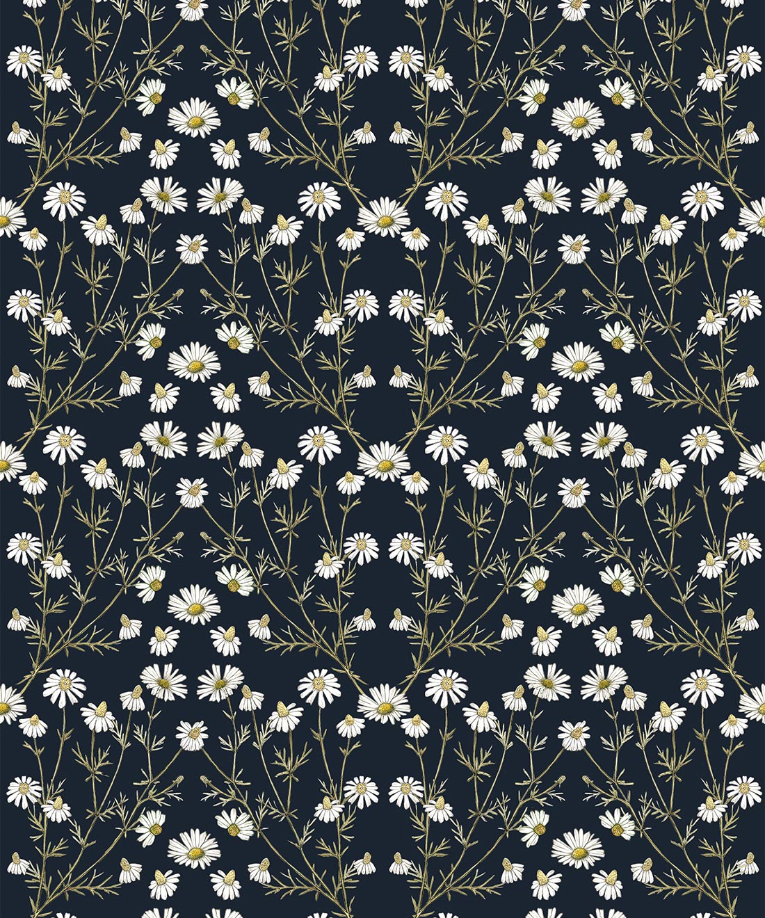 Wallpaper Republic - Floral Emporium Collection - Daisy Damask - Navy - Swatch