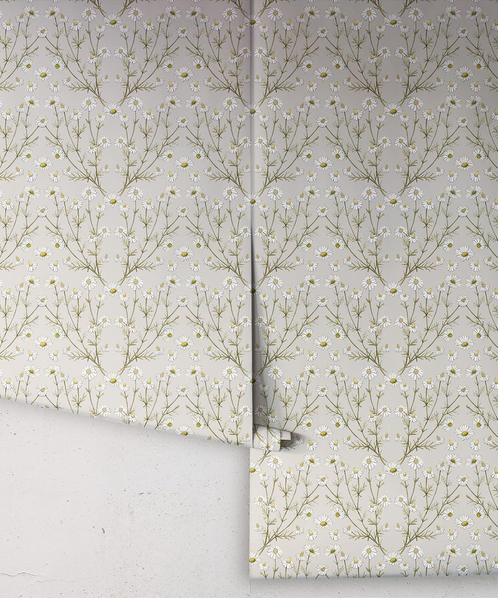 Wallpaper Republic - Floral Emporium Collection - Daisy Damask - Stone - Roll