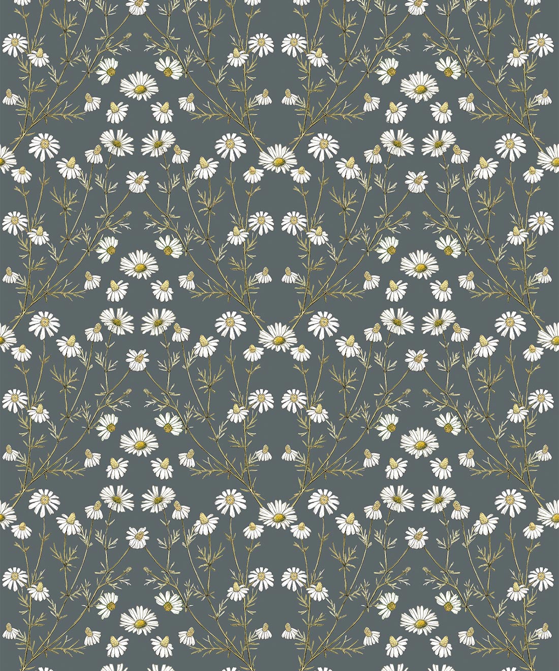 Wallpaper Republic - Floral Emporium Collection - Daisy Damask - Slate Grey - Swatch