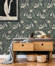 Load image into Gallery viewer, Wallpaper Republic - Floral Emporium Collection - Garden Delight - Slate Grey - Insitu