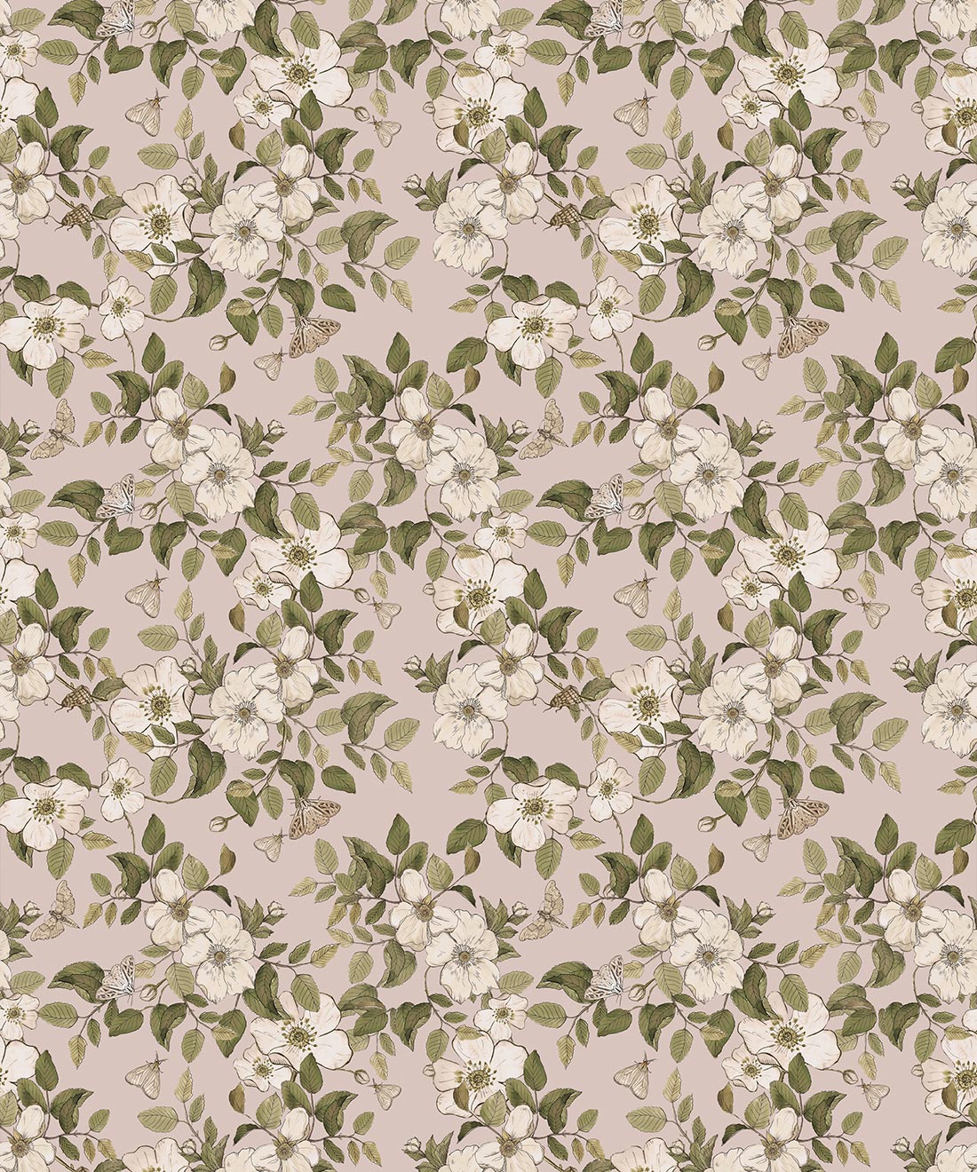 Wallpaper Republic - Floral Emporium Collection - Sweet Brair - Dusty Pink - Swatch