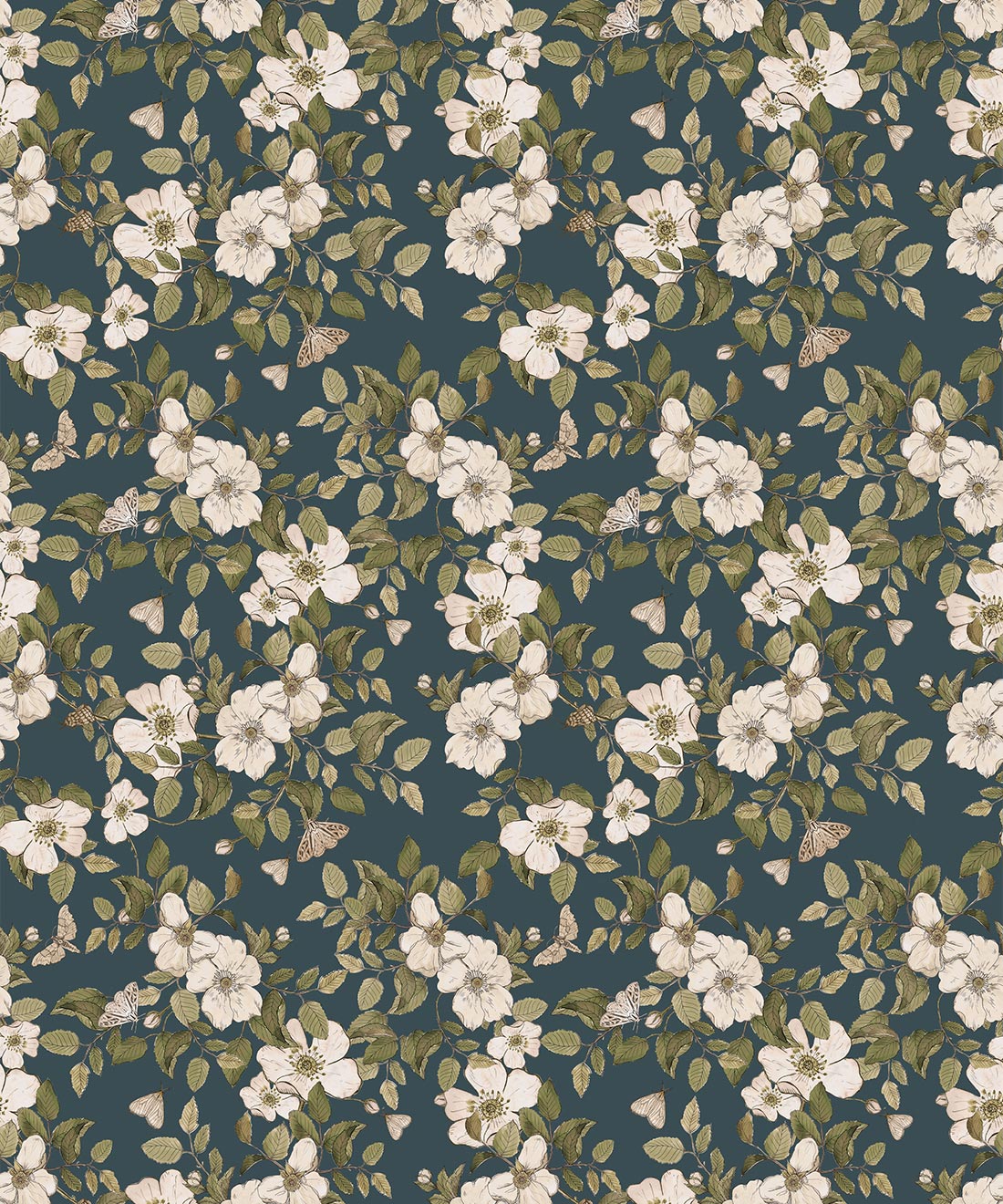 Wallpaper Republic - Floral Emporium Collection - Sweet Brair - Emerald - Swatch