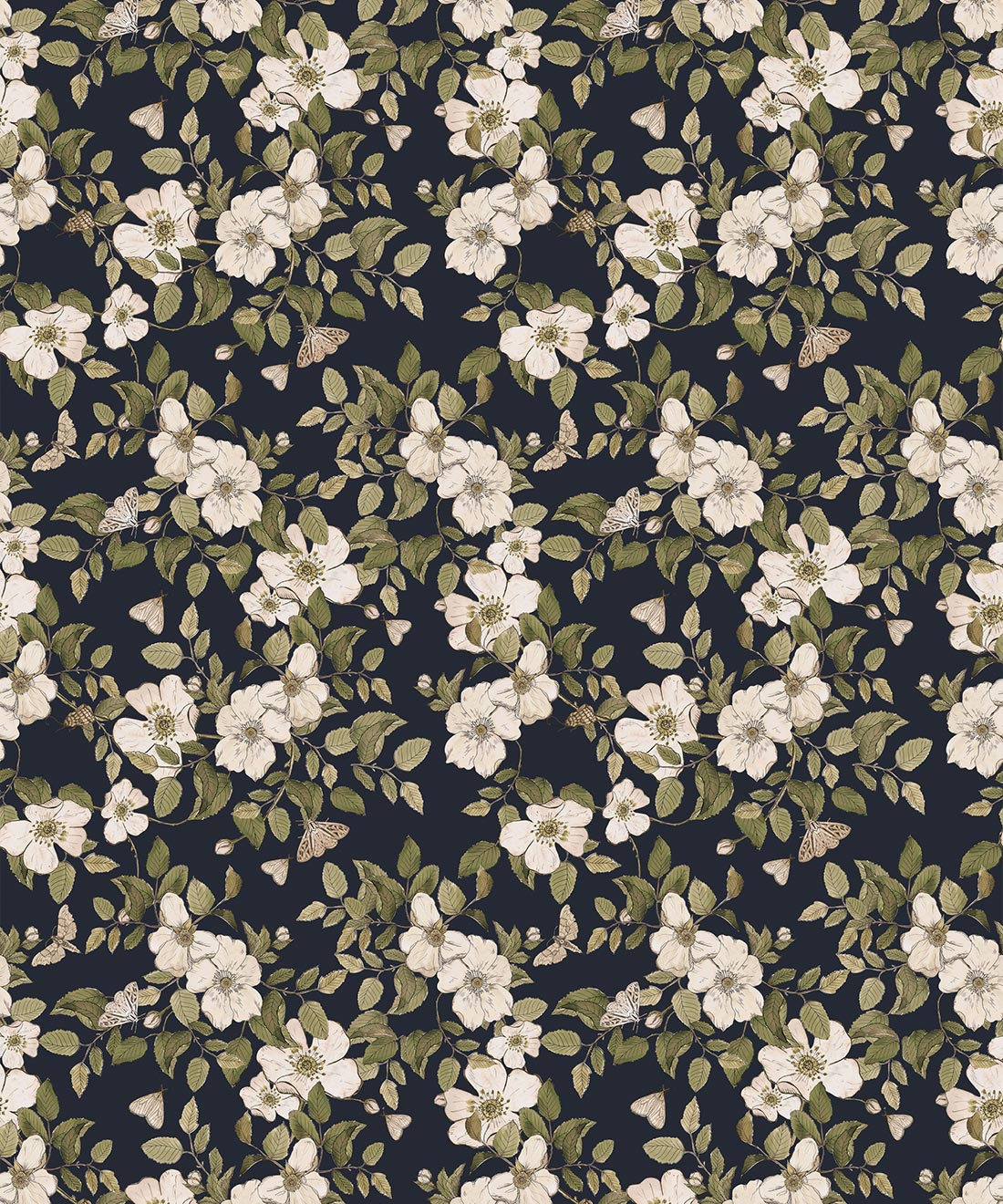 Wallpaper Republic - Floral Emporium Collection - Sweet Brair - Navy - Swatch
