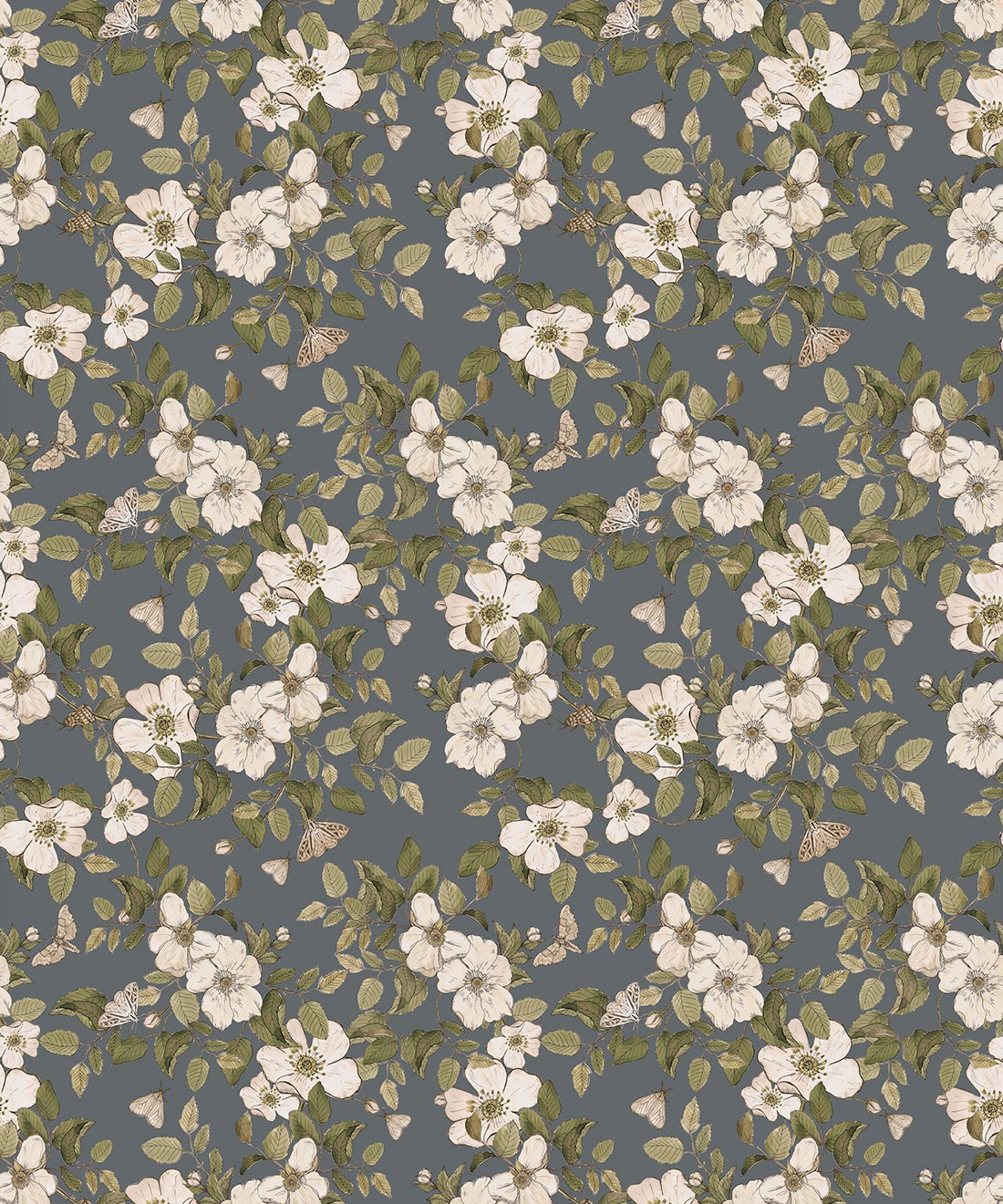Wallpaper Republic - Floral Emporium Collection - Sweet Brair - Slate Grey - Swatch