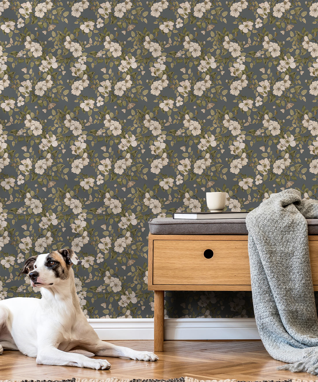Wallpaper Republic - Floral Emporium Collection - Sweet Brair - Slate Grey - Insitu