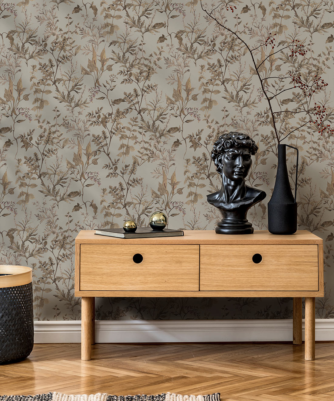 Wallpaper Republic - Floral Emporium Collection - Antique Botanica - Antique Grey - Insitu