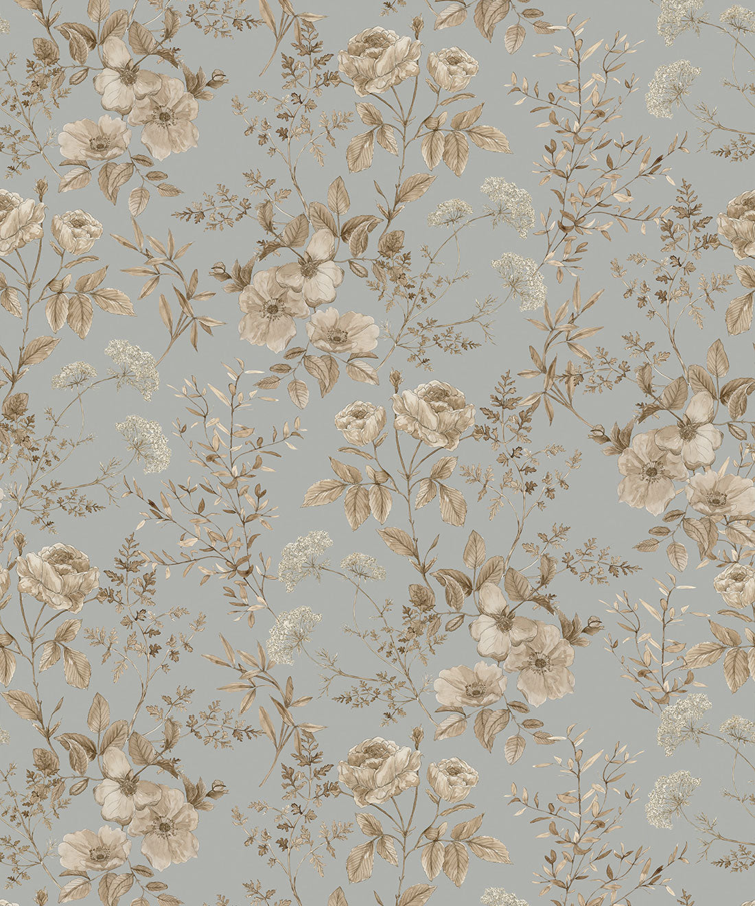 Wallpaper Republic - Floral Emporium Collection - Belle Fleur - Dusty Blue - Swatch