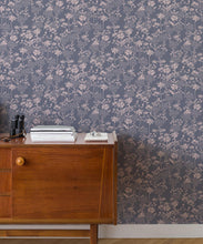 Load image into Gallery viewer, London Street Flowers Wallpaper - Wallpaper Republic - Colorway: Steel Blue - Insitu