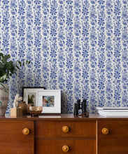 Load image into Gallery viewer, In The Bloom Collection - Wallpaper Republic - Corsage Wallpaper - Colorway: Cornflower Blue - Insitu