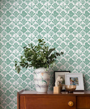 Load image into Gallery viewer, In The Bloom Collection - Wallpaper Republic - Corsage Wallpaper - Colorway: Green - Insitu