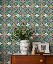 Load image into Gallery viewer, In The Bloom Collection - Wallpaper Republic - Corsage Wallpaper - Colorway: Forest Green - Insitu