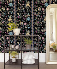 Load image into Gallery viewer, Fantasia Wilds Wallpaper - Wallpaper Republic - by Iryna Ruggeri - Nature’s Tapestry Collection - Colorway: Black - Insitu