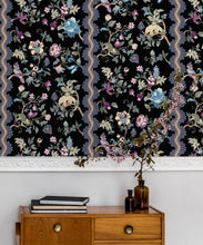 Load image into Gallery viewer, Fantasia Wilds Wallpaper - Wallpaper Republic - by Iryna Ruggeri - Nature’s Tapestry Collection - Colorway: Black - Insitu