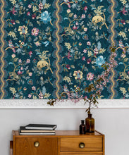 Load image into Gallery viewer, Fantasia Wilds Wallpaper - Wallpaper Republic - by Iryna Ruggeri - Nature’s Tapestry Collection - Colorway: Teal - Insitu