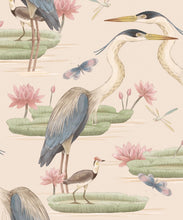 Load image into Gallery viewer, Heron Jacana Giant Lillypad Wallpaper • Cream • Swatch