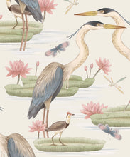 Load image into Gallery viewer, Heron Jacana Giant Lillypad • Water Bird Wallpaper • Snowflake • Swatch