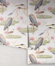 Load image into Gallery viewer, Heron Jacana Giant Lillypad Wallpaper • Snowflake • Rolls