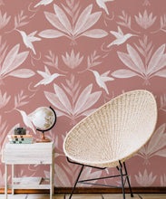 Load image into Gallery viewer, Hummingbirds &amp; Heliconias Wallpaper • Allira Tee • Bird Wallpaper • Rust • Insitu