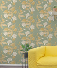 Load image into Gallery viewer, Passiflora Wallpaper • Olive • Insitu