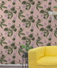 Load image into Gallery viewer, Passiflora Wallpaper • Warm Pink • Insitu