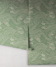 Load image into Gallery viewer, Pororoca Wave Wallpaper • Olive • Rolls
