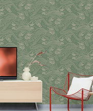 Load image into Gallery viewer, Pororoca Wave Wallpaper • Olive • Insitu