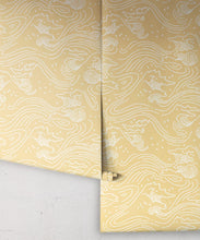 Load image into Gallery viewer, Pororoca Wave Wallpaper • Yellow • Rolls