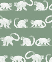Load image into Gallery viewer, Squirrel Monkeys Wallpaper • Green • Swatch