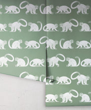 Load image into Gallery viewer, Squirrel Monkeys Wallpaper • Green • Rolls