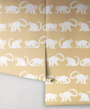 Load image into Gallery viewer, Squirrel Monkeys Wallpaper • Yellow • Rolls