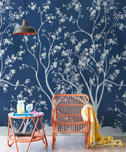 Load image into Gallery viewer, Blooming Joy • Chinoiserie Wallpaper by Danica Andler • Deep Blue Insitu