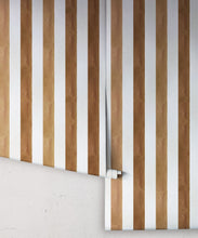 Load image into Gallery viewer, Fresco Stripe Wallpaper • Striped Wallpaper • Caramel • Rolls