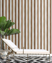 Load image into Gallery viewer, Fresco Stripe Wallpaper • Striped Wallpaper • Caramel • Insitu